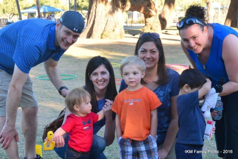 Family picnic with kids and adults.